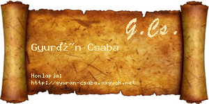Gyurán Csaba névjegykártya